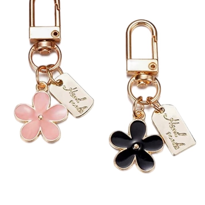63 Brand New Flower Keychain For Women 2pc Set Pink  White Or Black